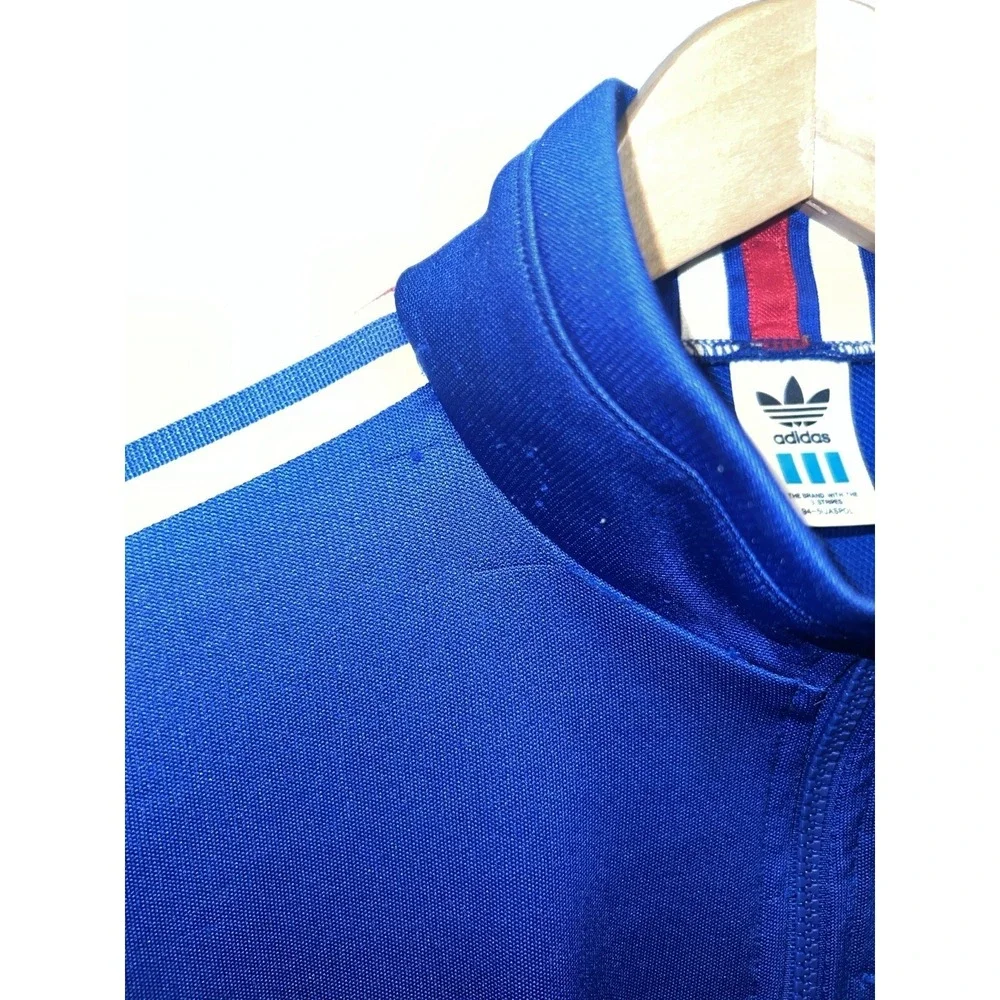Adidas Track Jacket Men's Large White And Blue Y2K Hip Hop Preppy 90's 80's